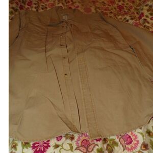 LL Bean mens heavy long sleeve tan shirt size large